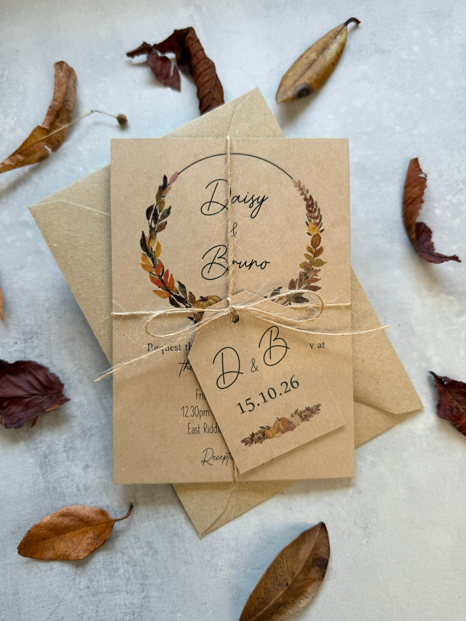 Pumpkin Wedding Invitations - Kraft