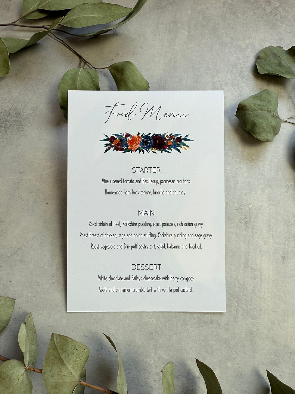 Food Menu - Burgundy Orange and Blue