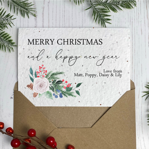 Floral Personalised Christmas Seed Cards poppyforrestkraft