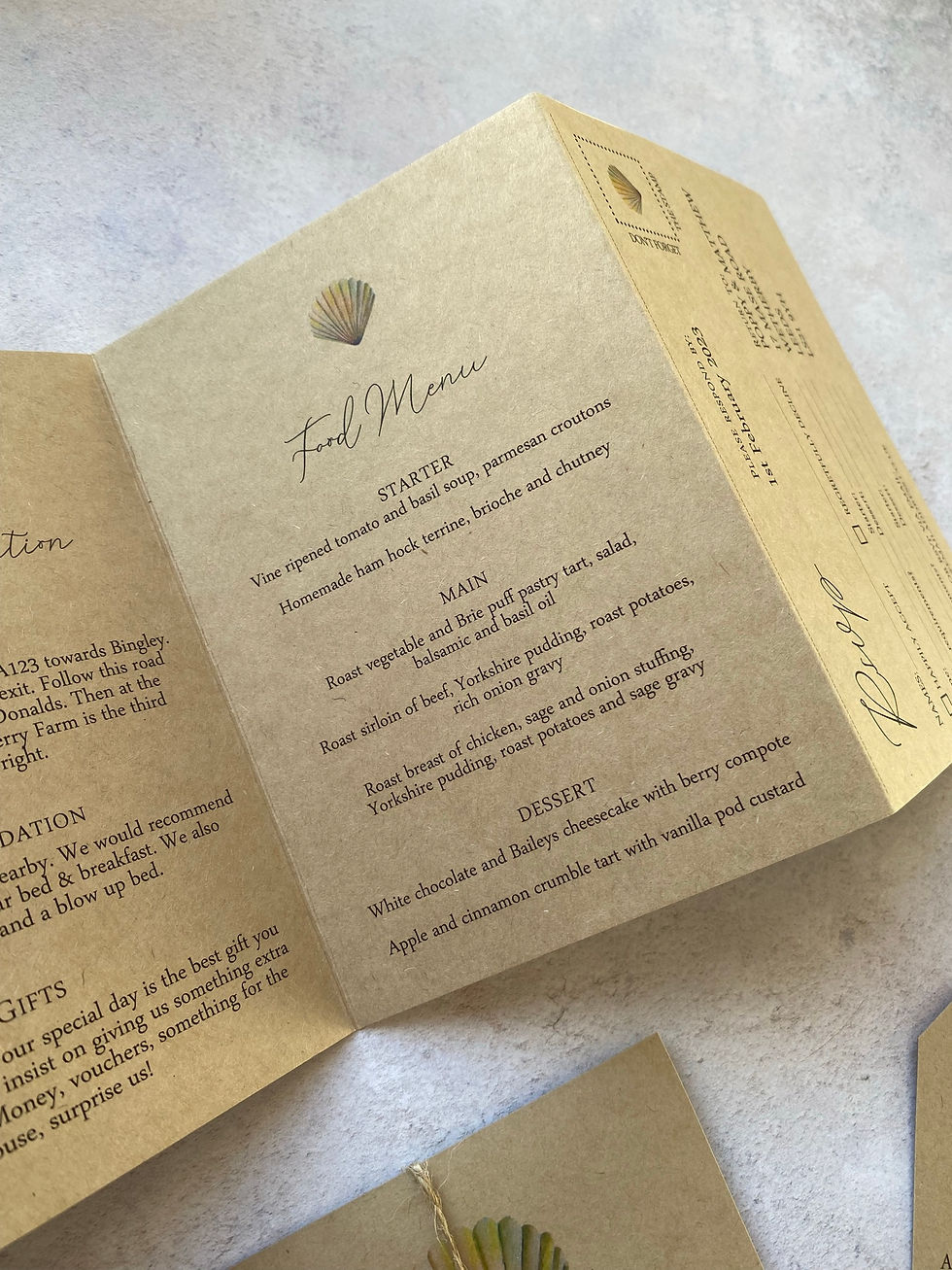 Thumbnail: Seashell Folded Wedding Invitations - Kraft