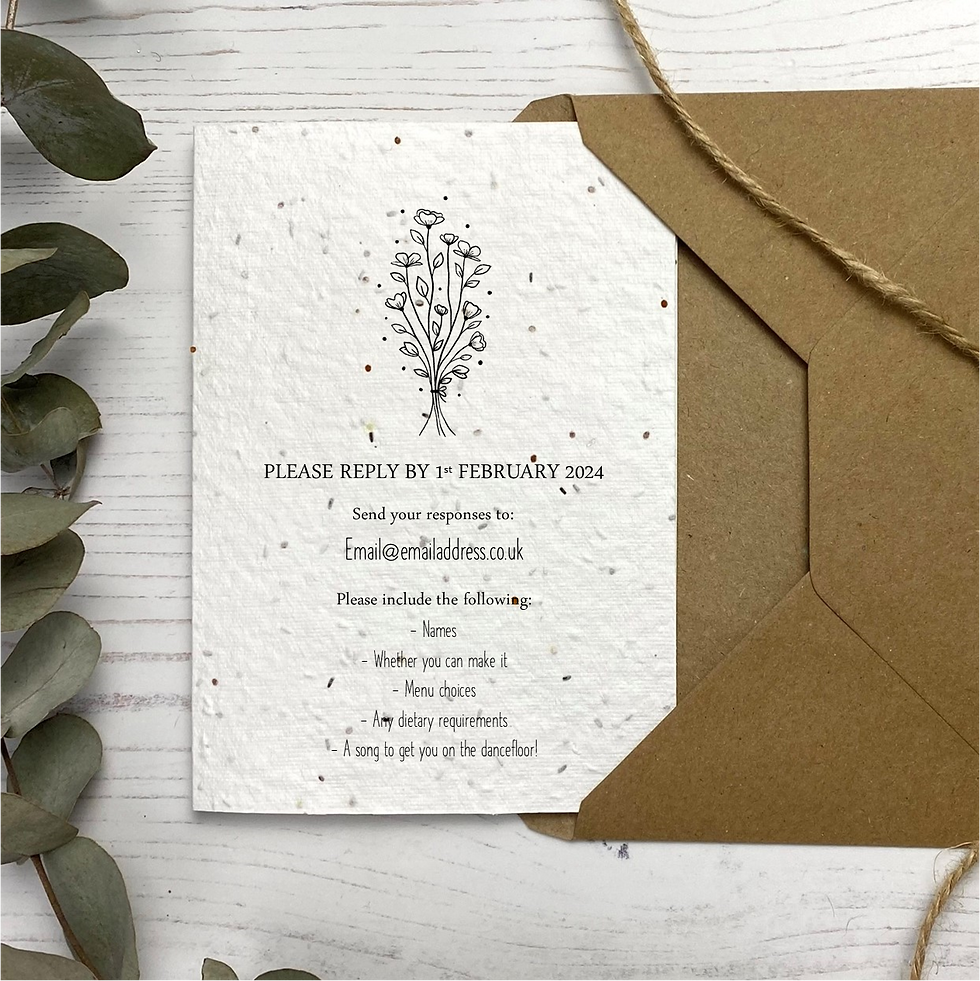 Thumbnail: Seed Paper Wedding Invitation - Floral Outline