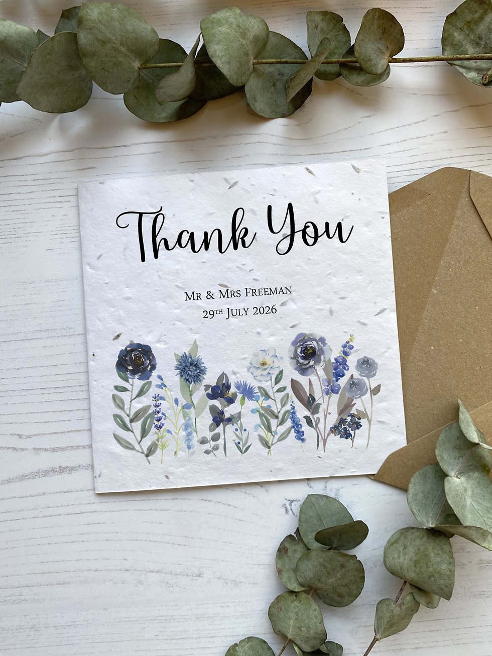 Thumbnail: Wedding Thank you Cards - Dark Blue Meadow