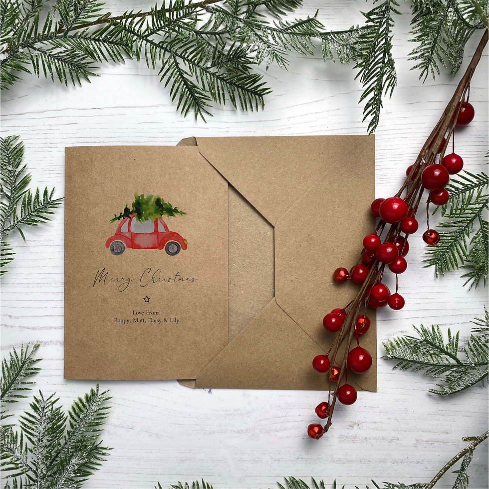 Thumbnail: Personalised Christmas Cards - Car and Tree