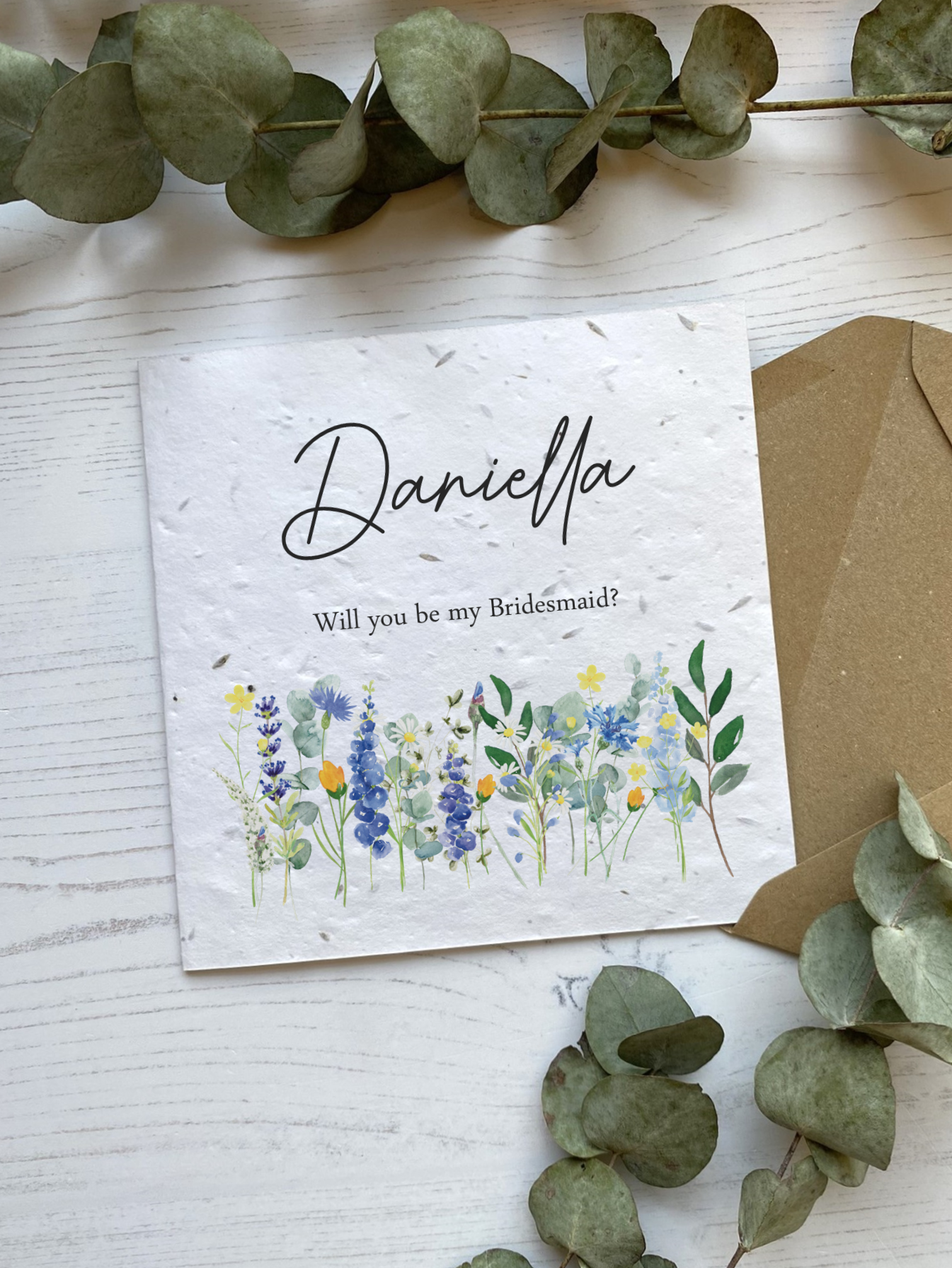 Bridesmaid Proposal Card - Blue & Yellow Meadow