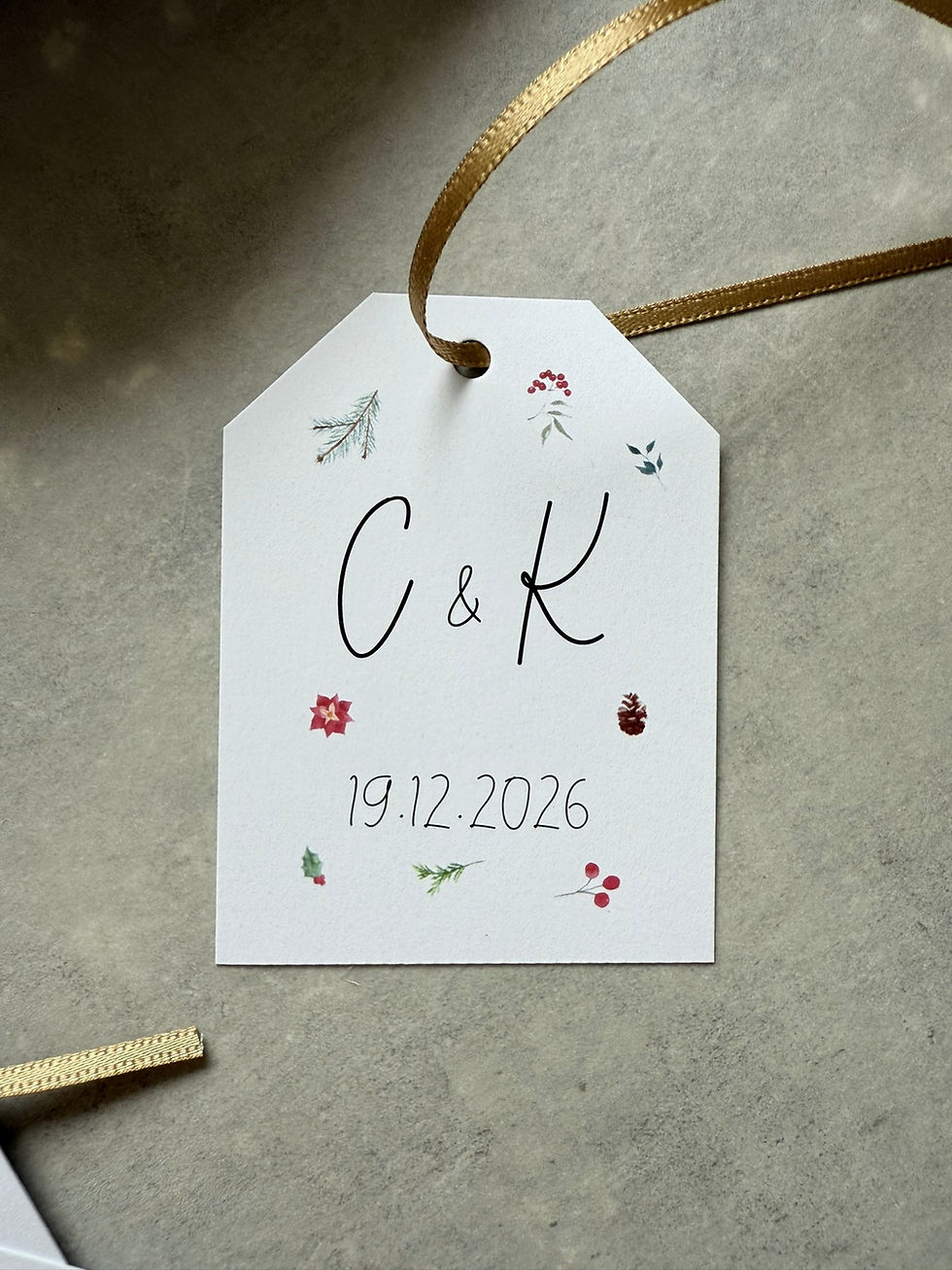 Thumbnail: Scattered Christmas Wedding Invitations - White