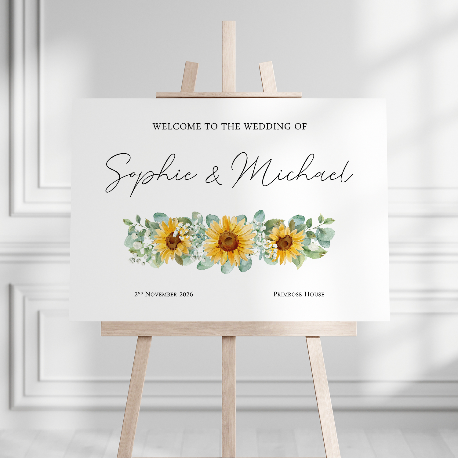 Sunflower & Gypsophila - Landscape Wedding Welcome Sign