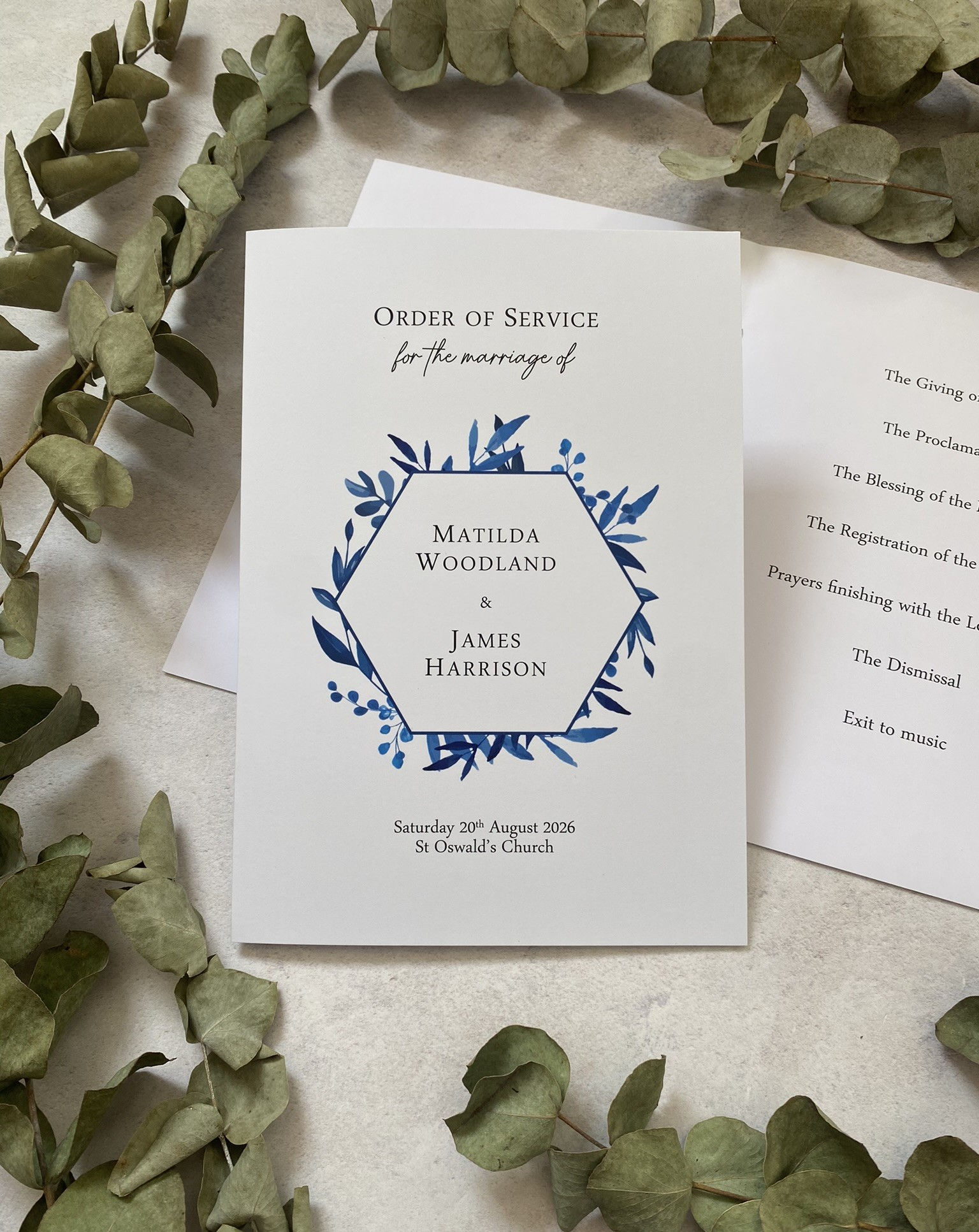 Blue Foliage Order of Service Booklets