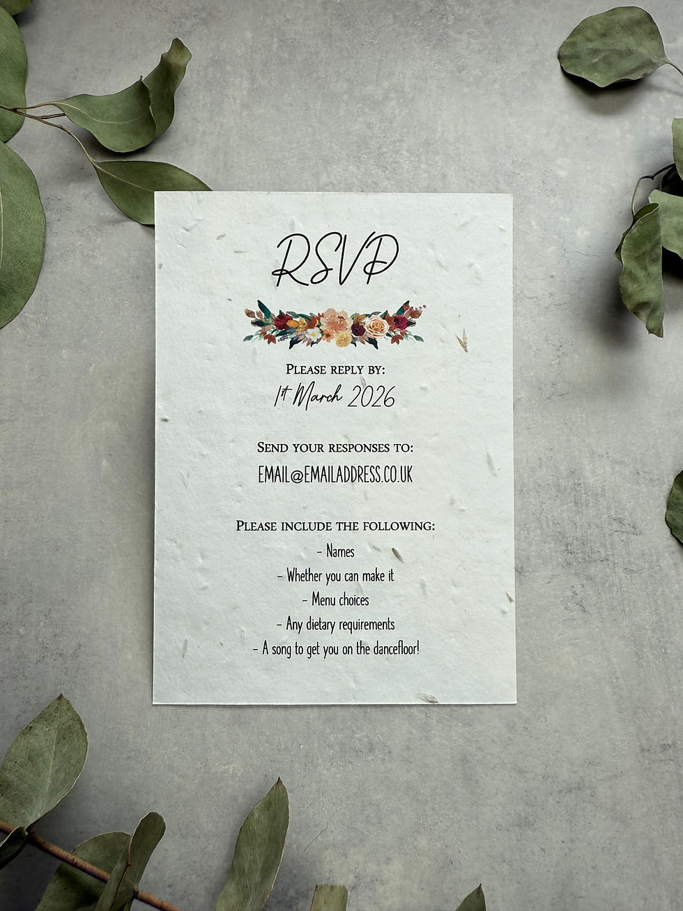 Thumbnail: Seed Paper Wedding Invitation - Burgundy Boho