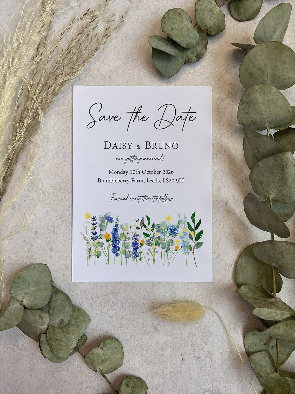 Thumbnail: Blue & Yellow Meadow Save The Date Cards