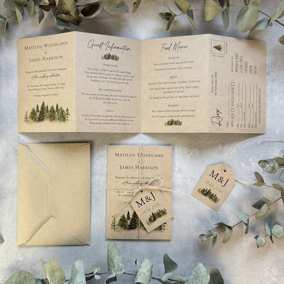 Forest Folded Wedding Invitations - Kraft