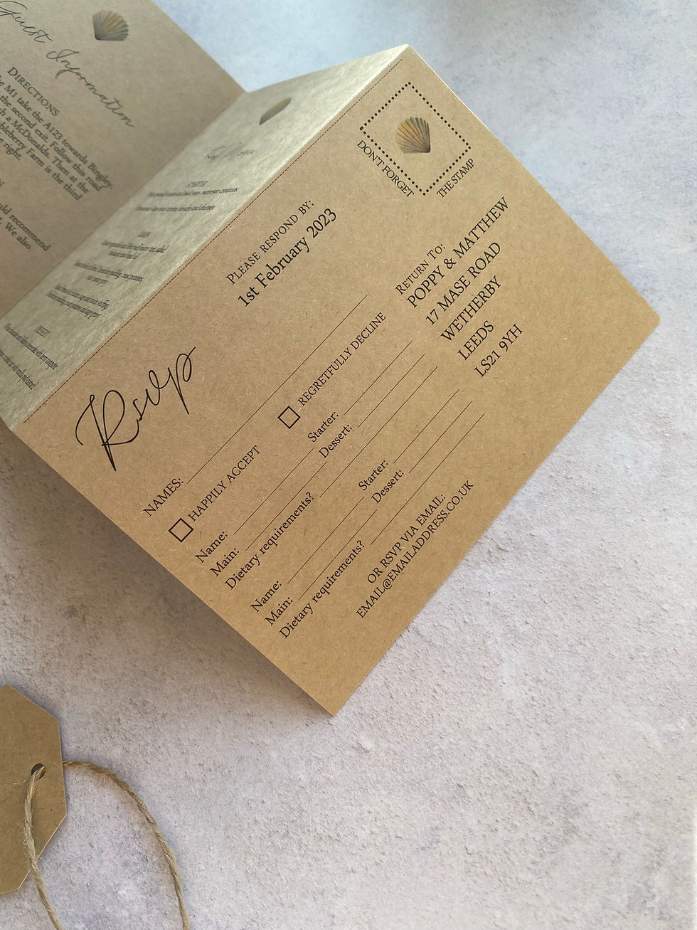 Thumbnail: Seashell Folded Wedding Invitations - Kraft