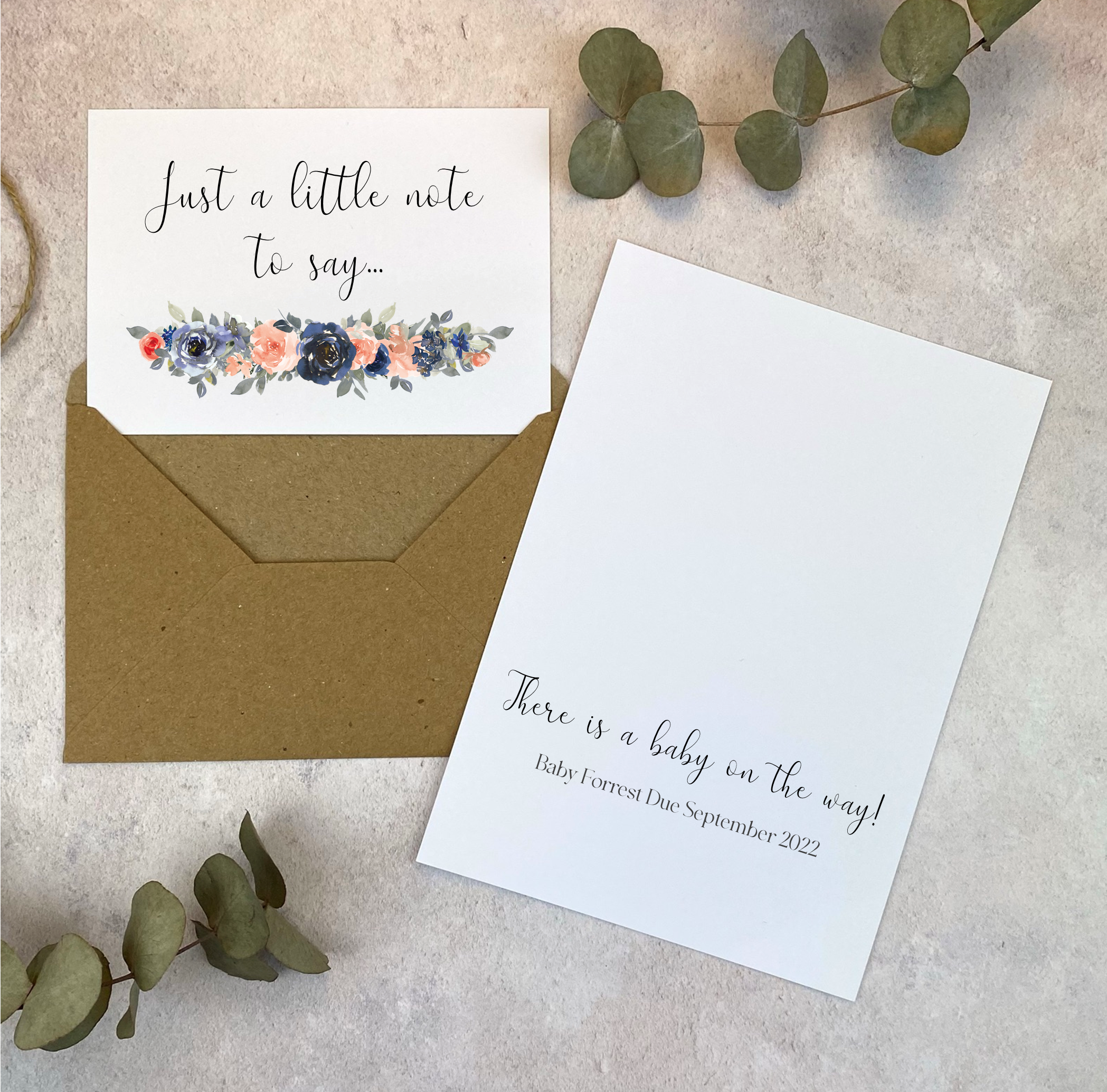 Just a little note - peach and navy flowers