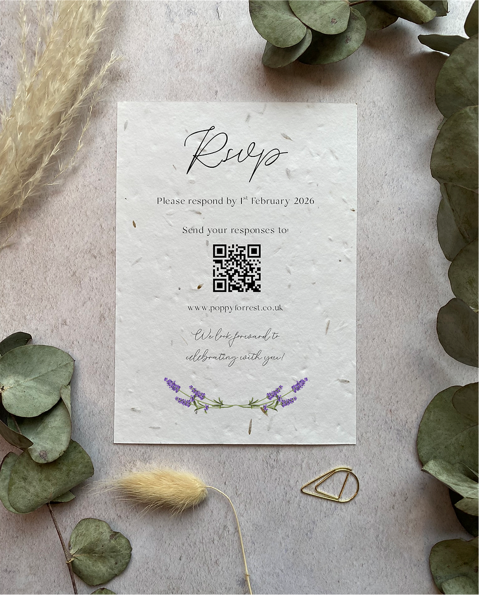 Thumbnail: Seed Paper Wedding Invitation - Lavender