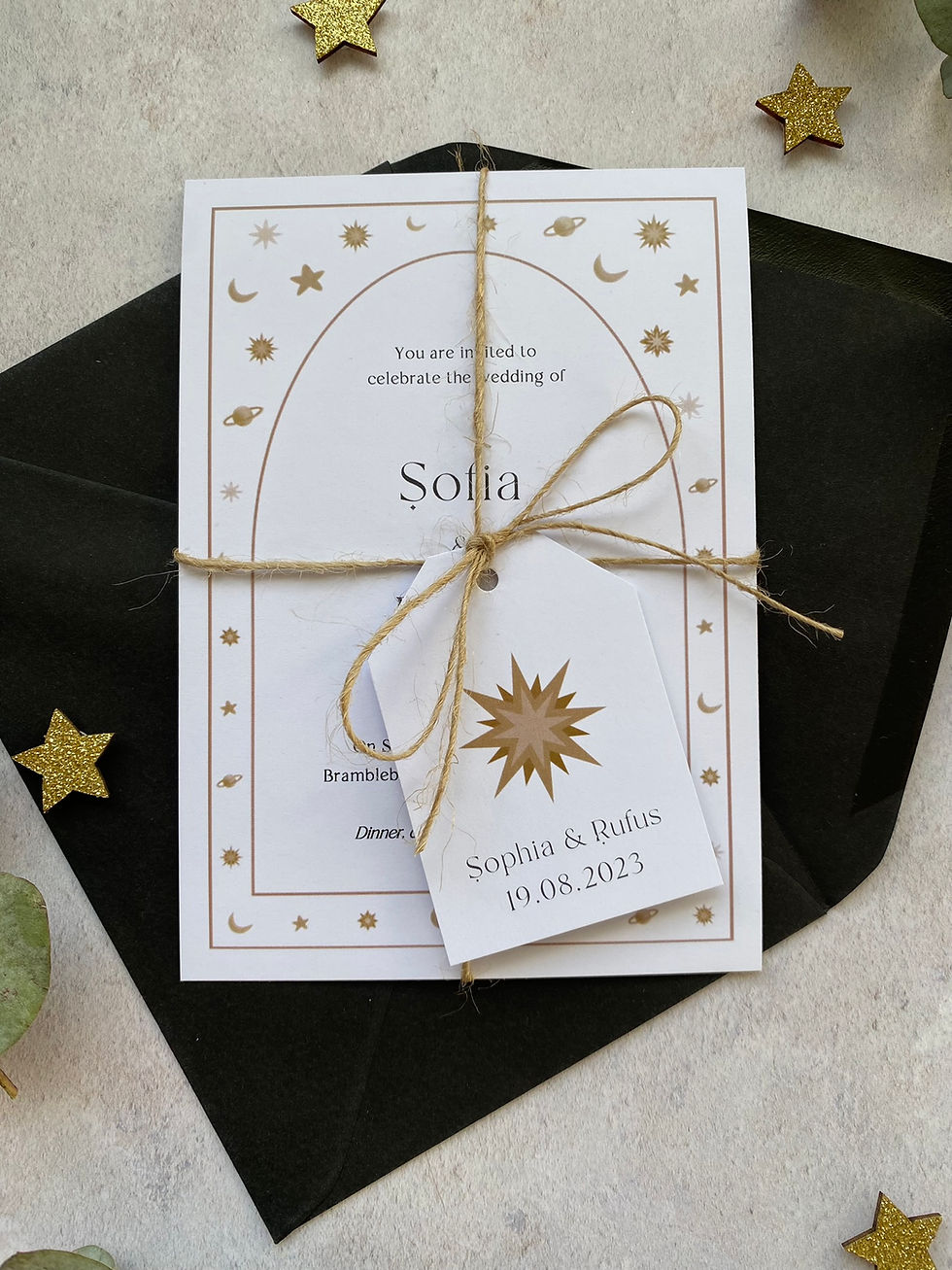 Thumbnail: Stars & Moon Folded Wedding Invitations - White