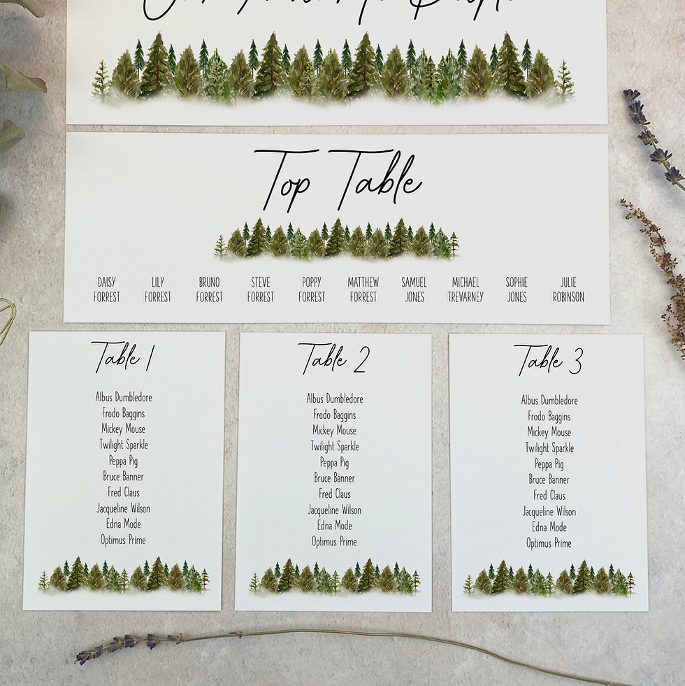 Thumbnail: Forest - Table Plan Cards - White