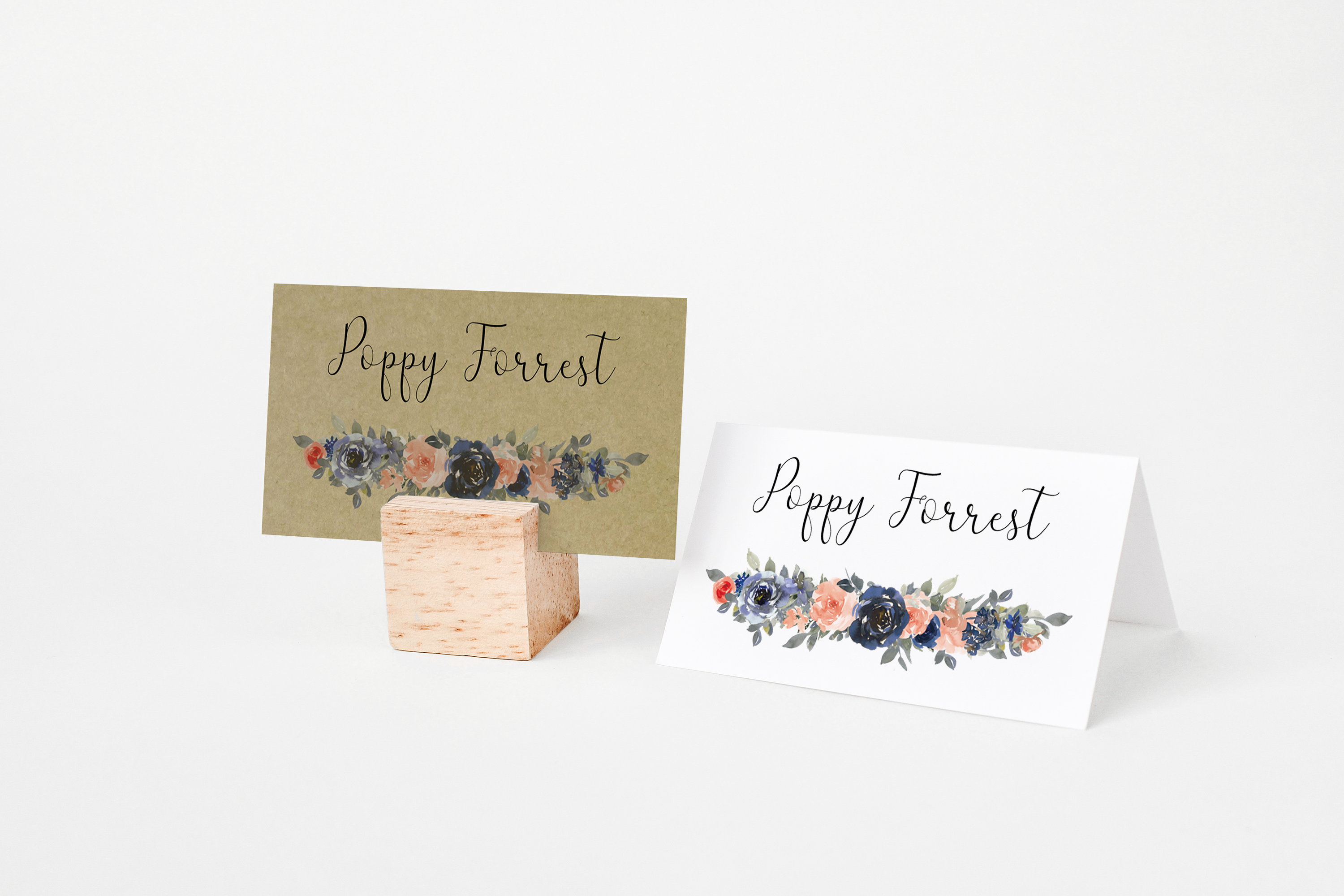 Peach & Navy Place Name Cards