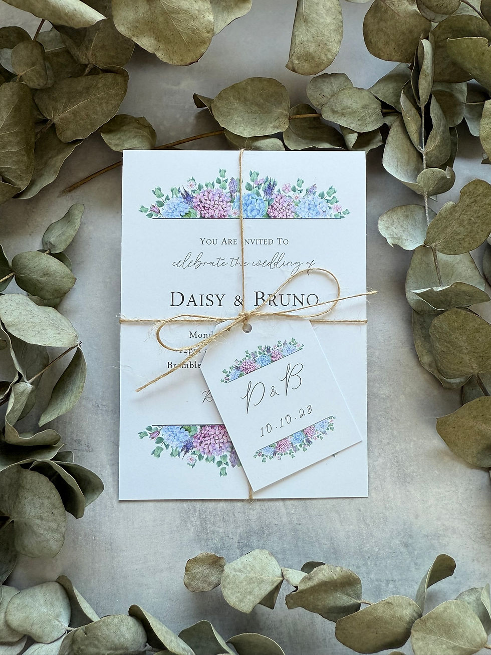 Thumbnail: Hydrangea Wedding Invitations - White