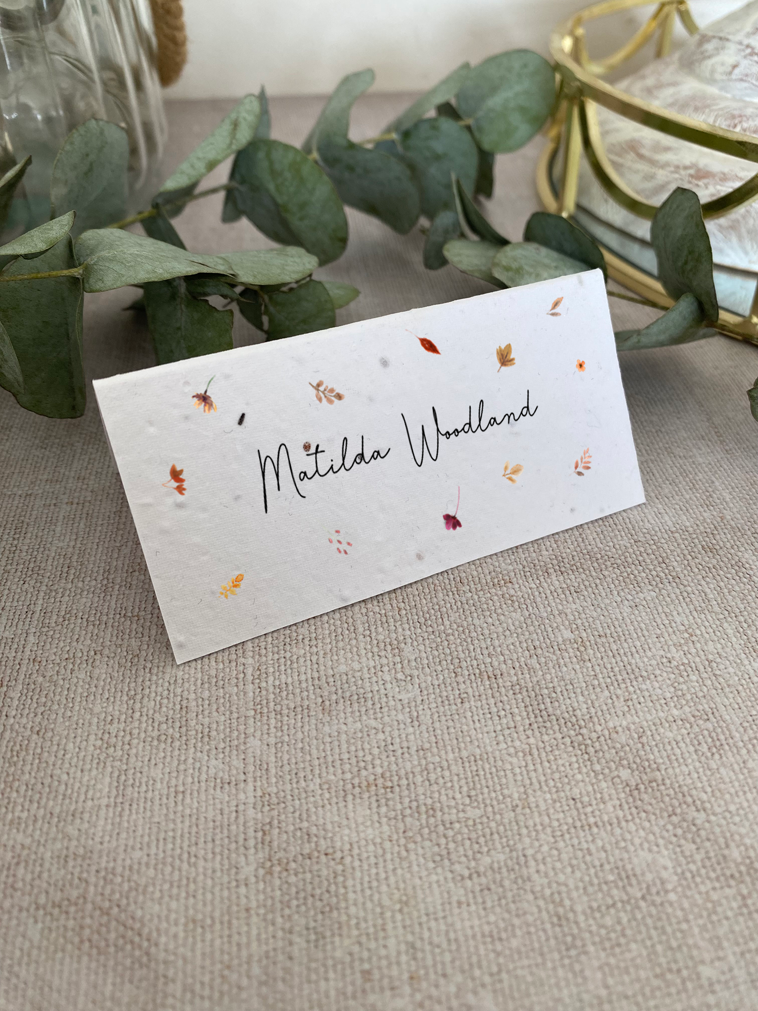 Scattered Autumn Seed Paper Place Name Cards