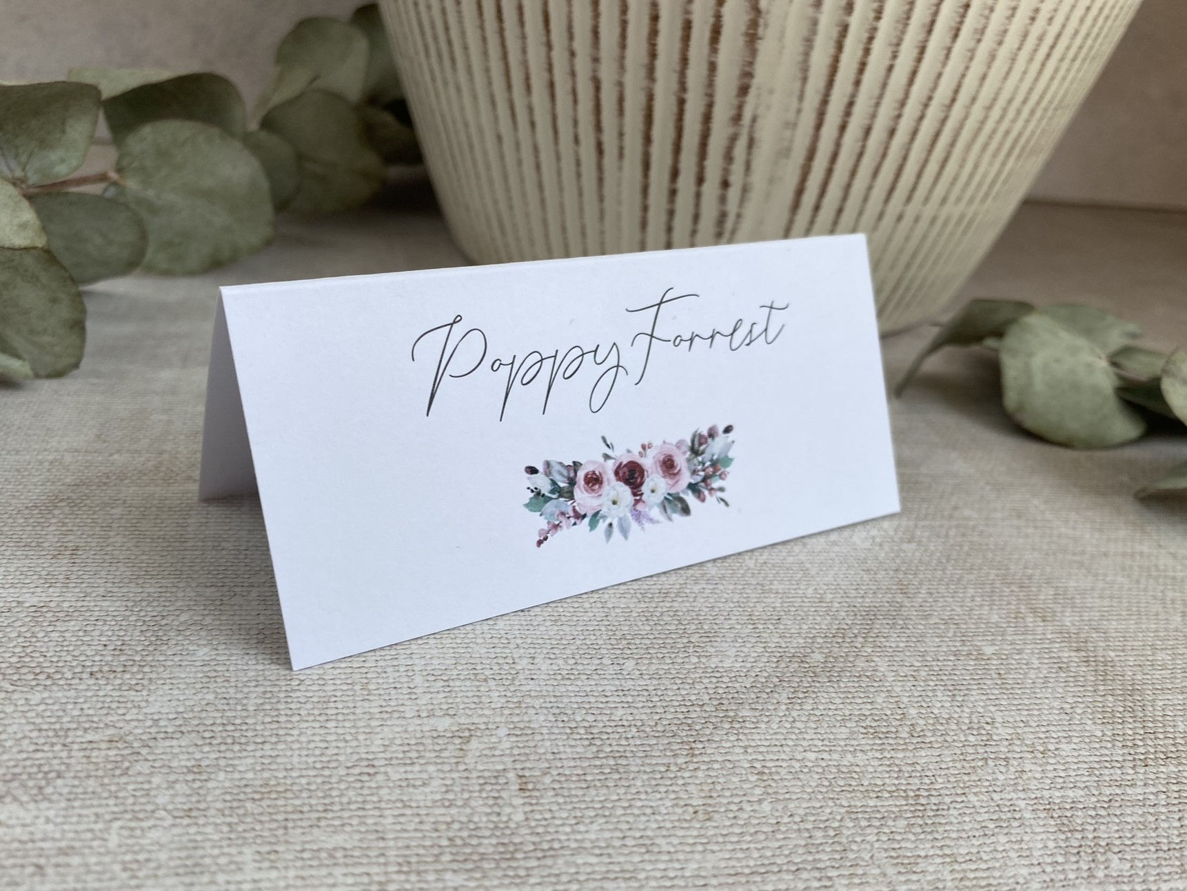 Dusty Pink Rose Place Name Cards