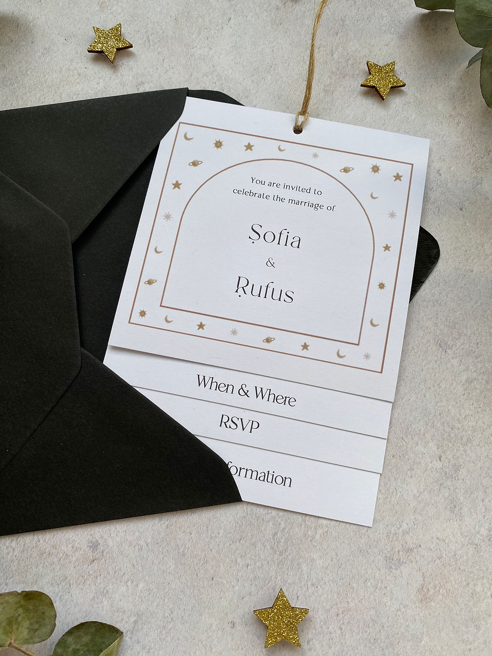 Thumbnail: Stars & Moon Tiered Wedding Invites - White