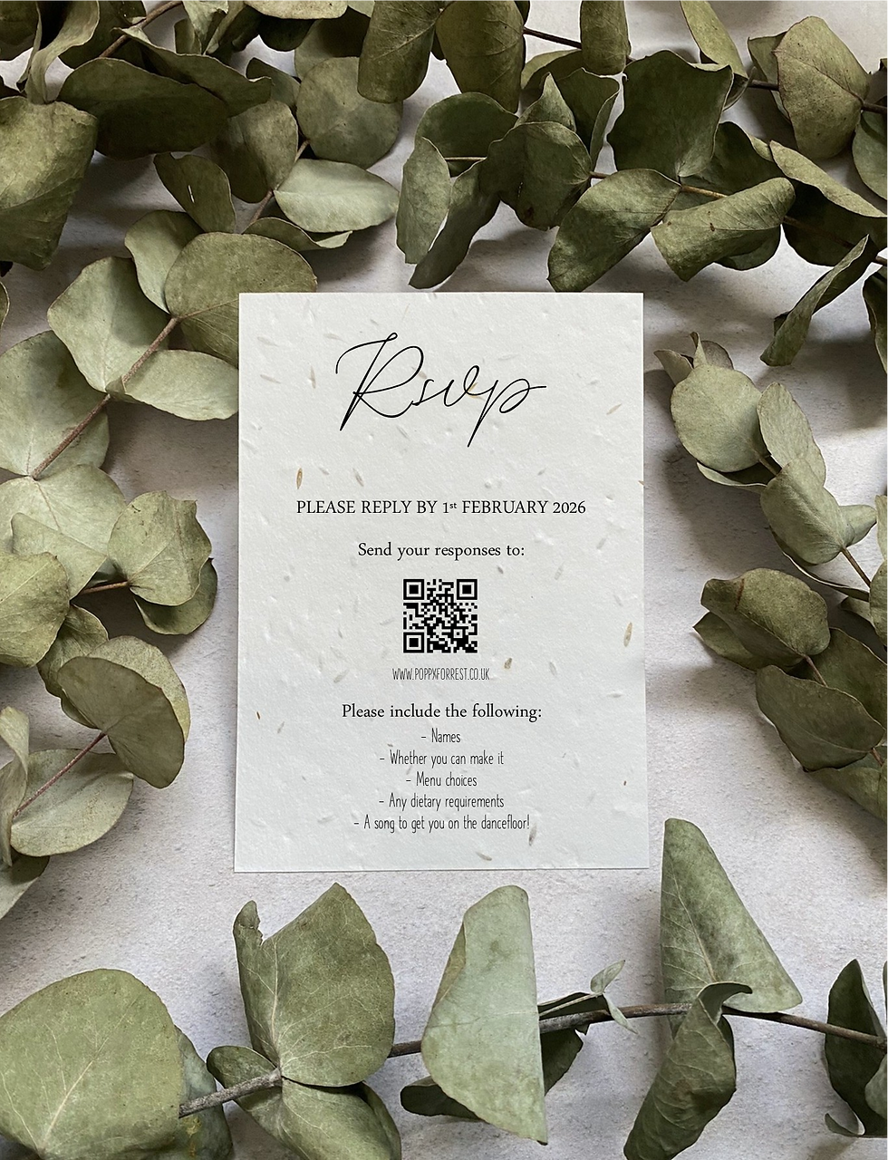 Thumbnail: Seed Paper Wedding Invitation - Minimalist Calligraphy