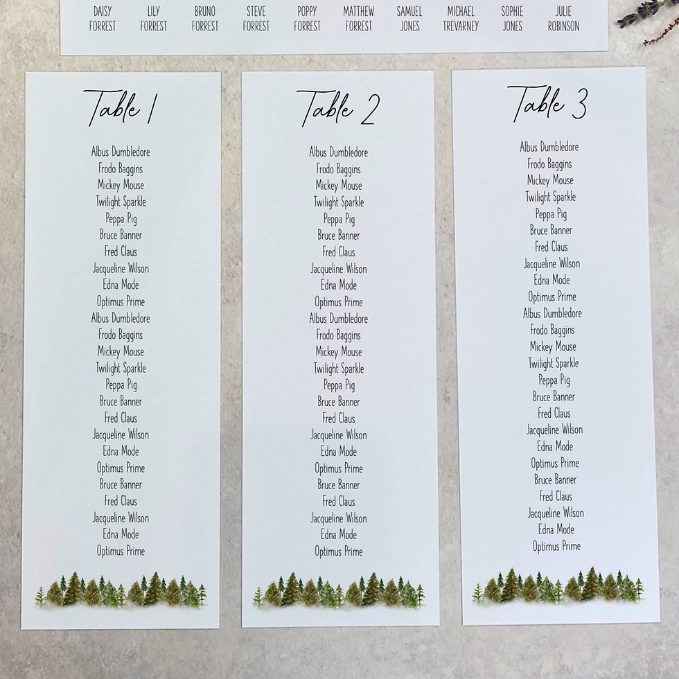 Thumbnail: Forest - Table Plan Cards - White
