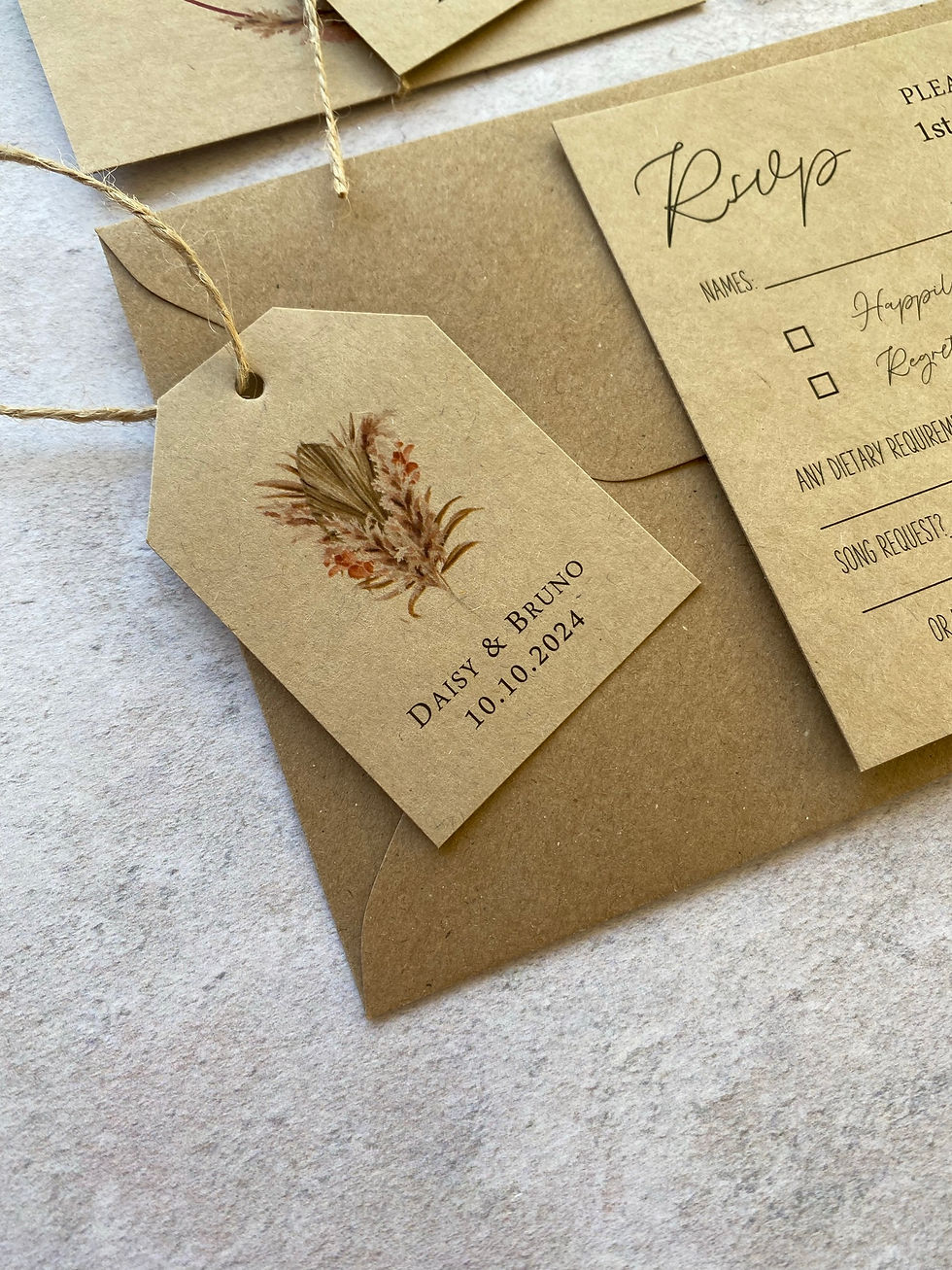 Thumbnail: Pampas Wedding Invitations - Kraft