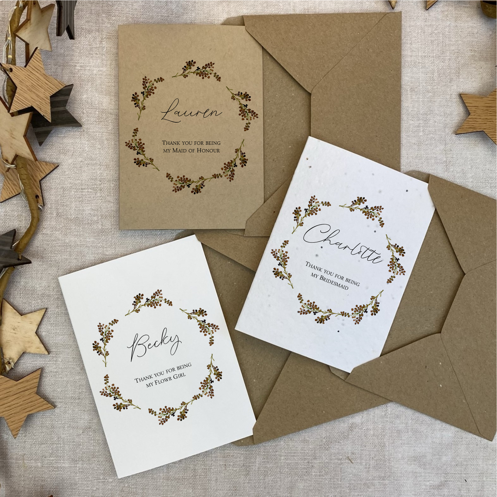 Bridesmaid Thank You Card - Dried Flowers