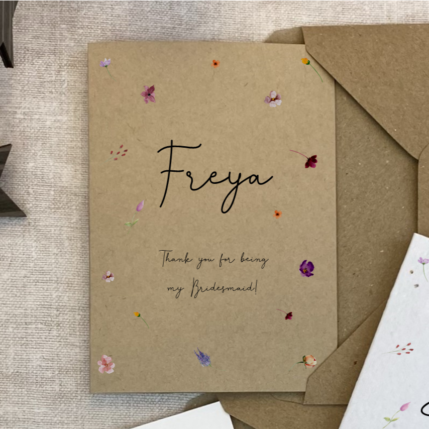 Thumbnail: Bridesmaid Thank You Card - Scattered Wildflower