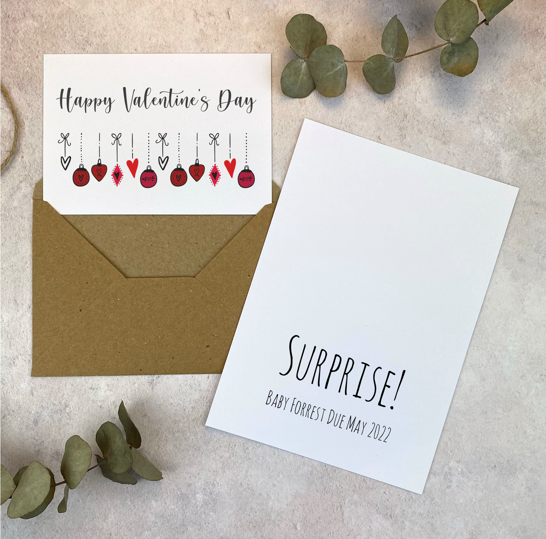 Happy Valentines Day Bauble - White