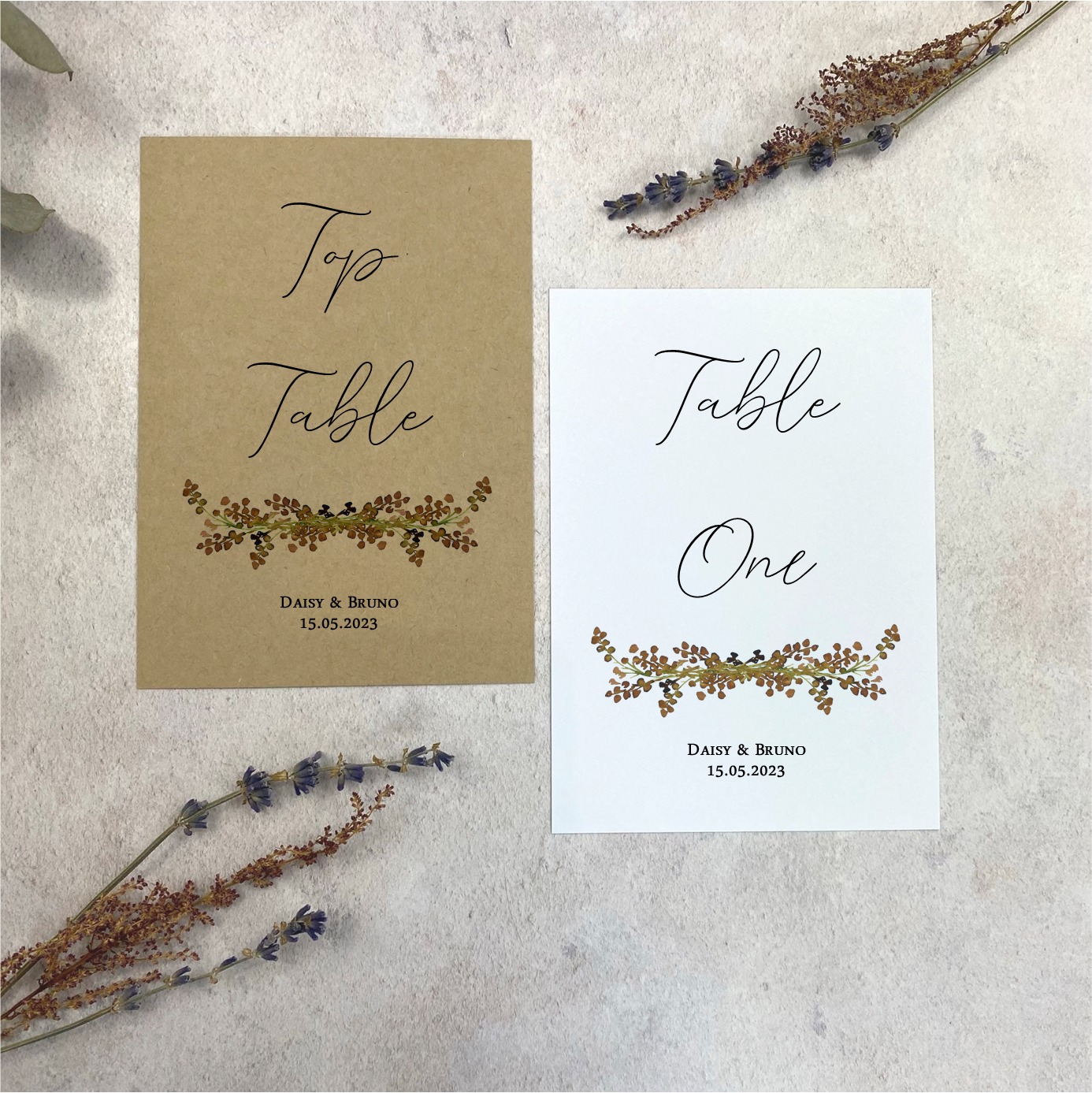 Dried Flowers Table Number Sign