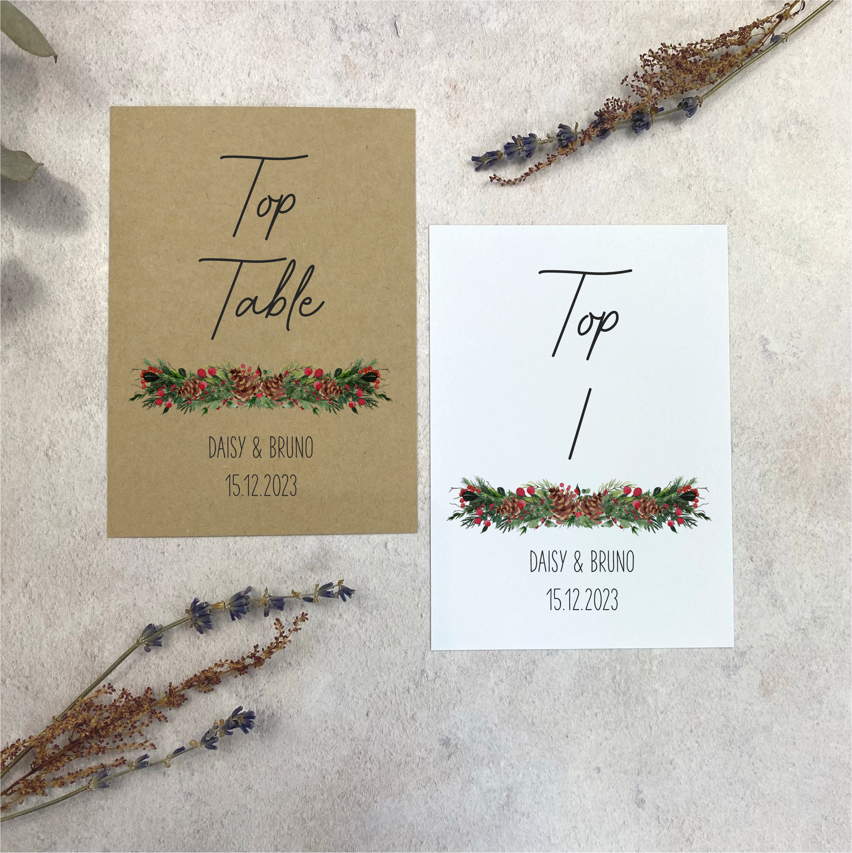 Christmas Berry Table Number Sign