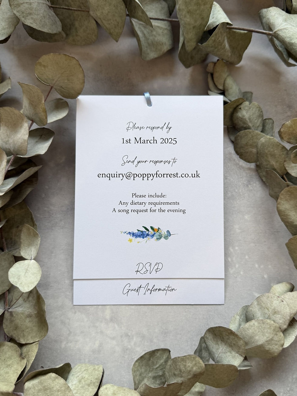 Thumbnail: Blue & Yellow Meadow Tiered Wedding Invites - White