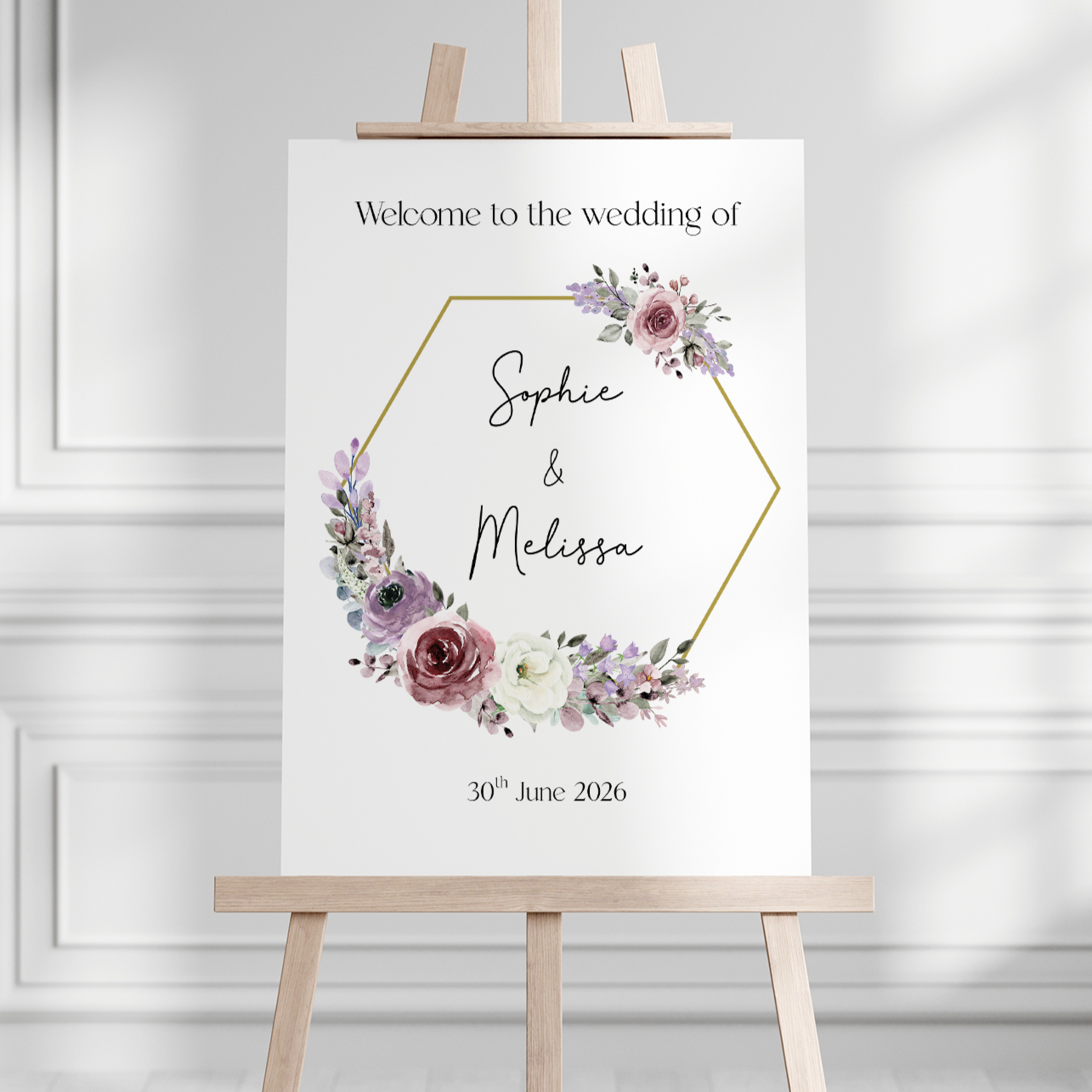 Lilac and Sage - Portrait Wedding Welcome Sign