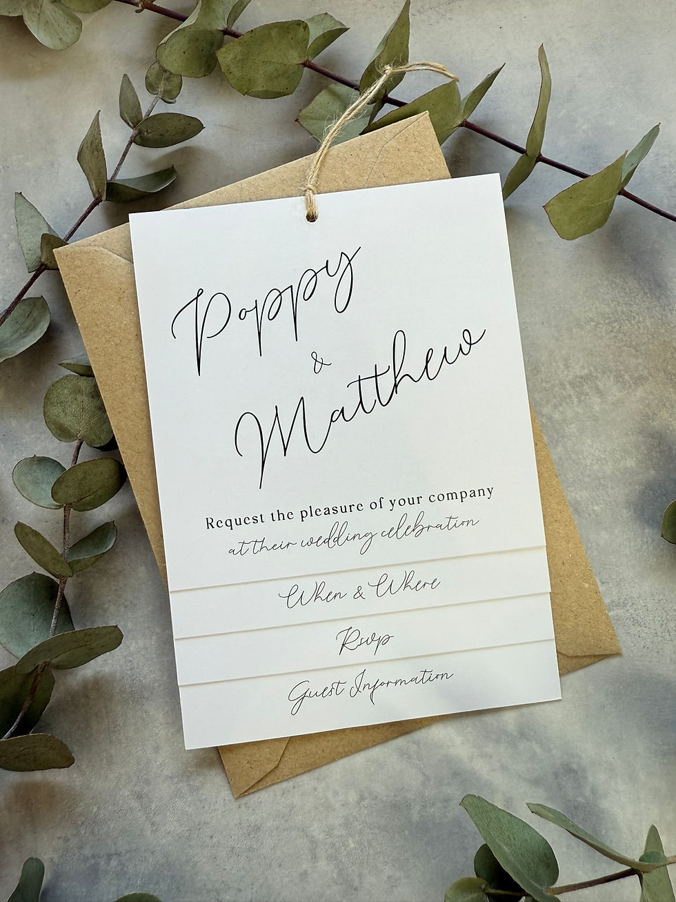 Thumbnail: Minimalist Tiered Wedding Invites - White