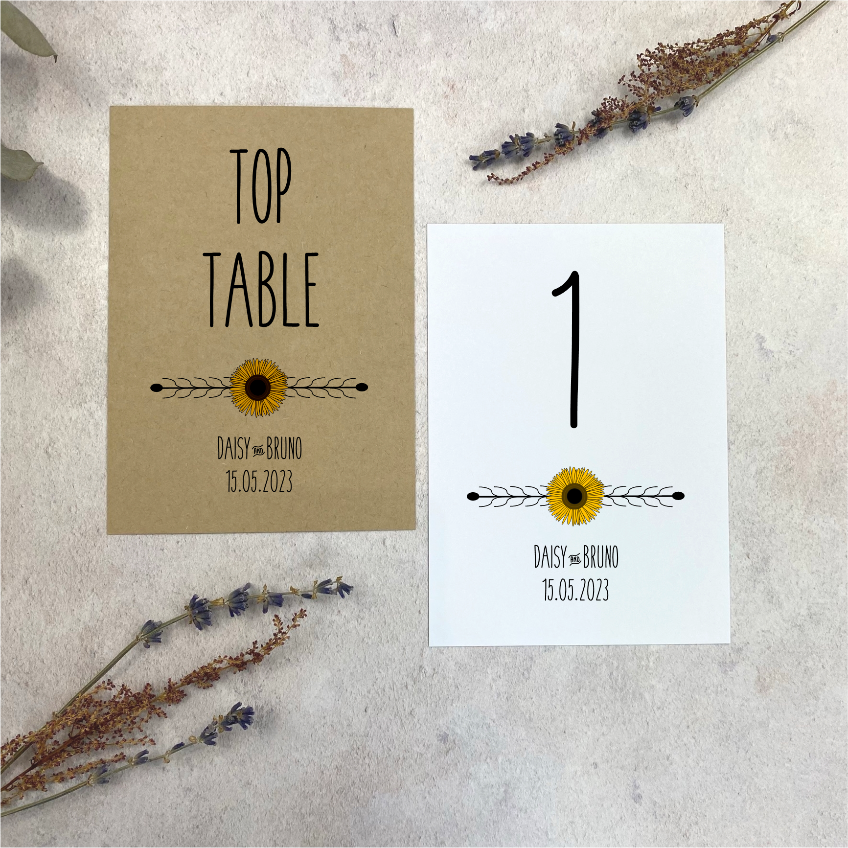 Sunflower Table Number Sign