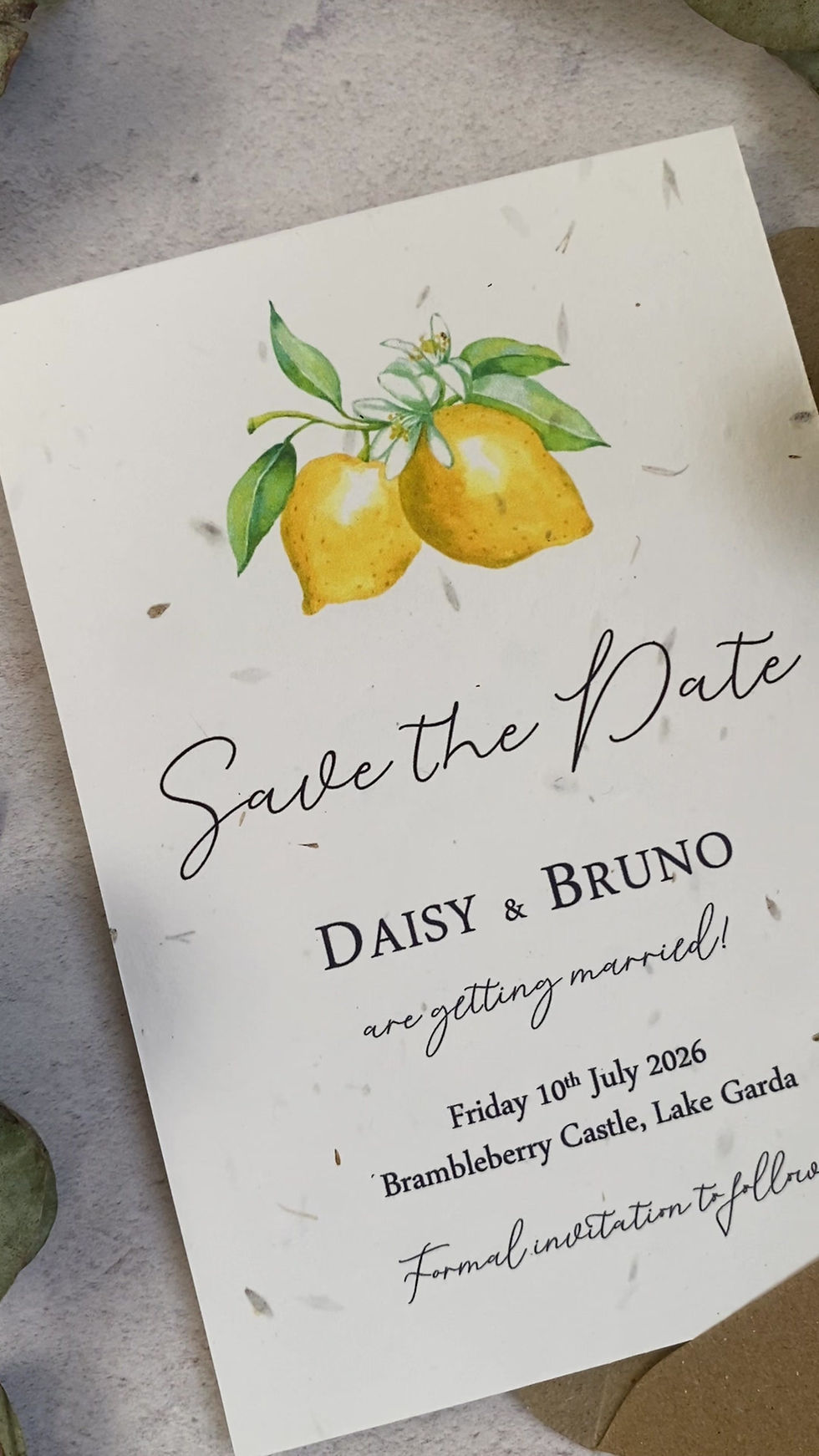 Thumbnail: Seed Paper Wedding Save The Dates - Lemon