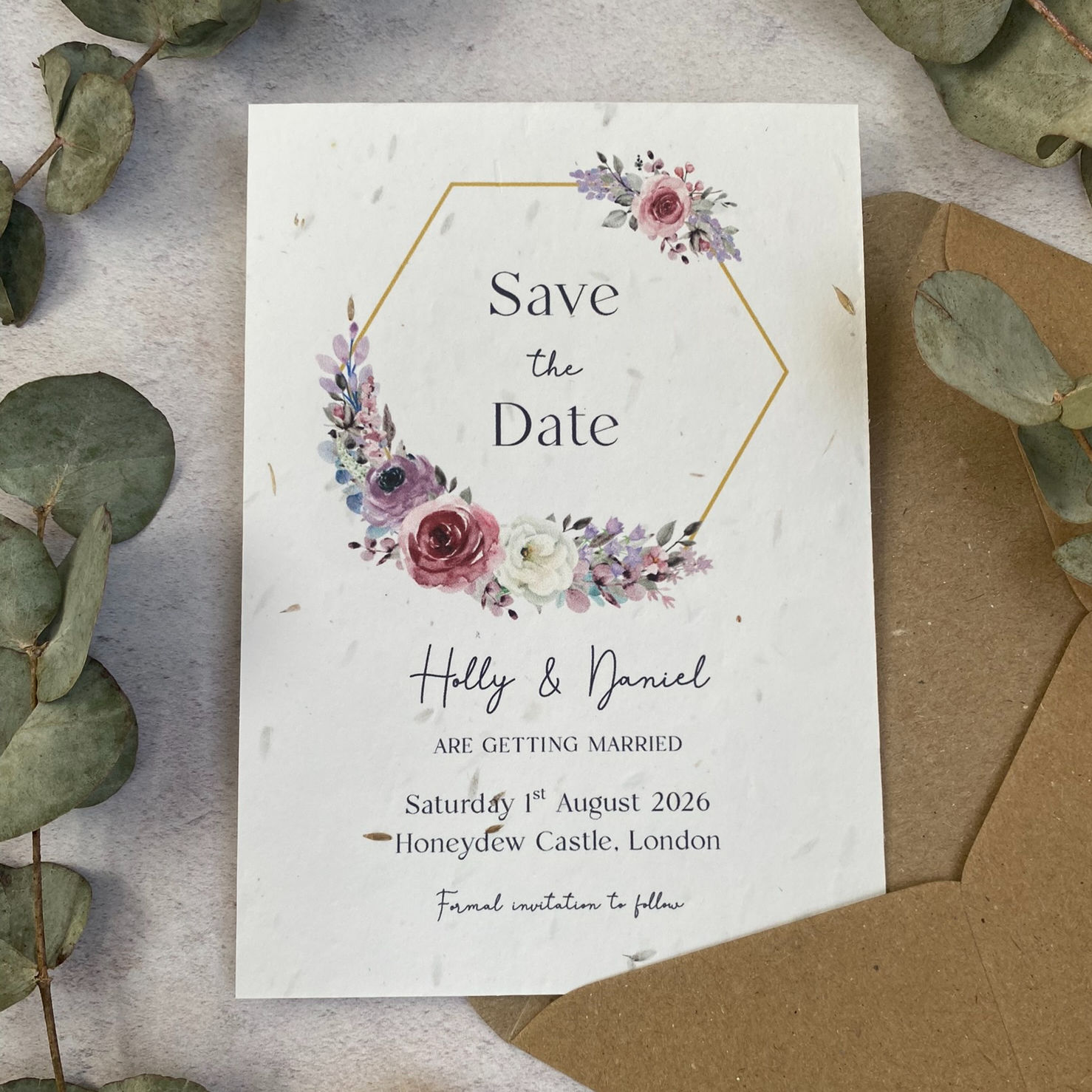 Seed Paper Wedding Save The Dates - Lilac, Dusty Pink & White