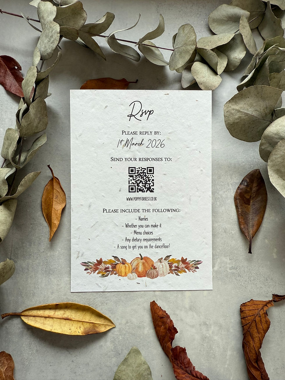 Thumbnail: Seed Paper Wedding Invitation - Pumpkin