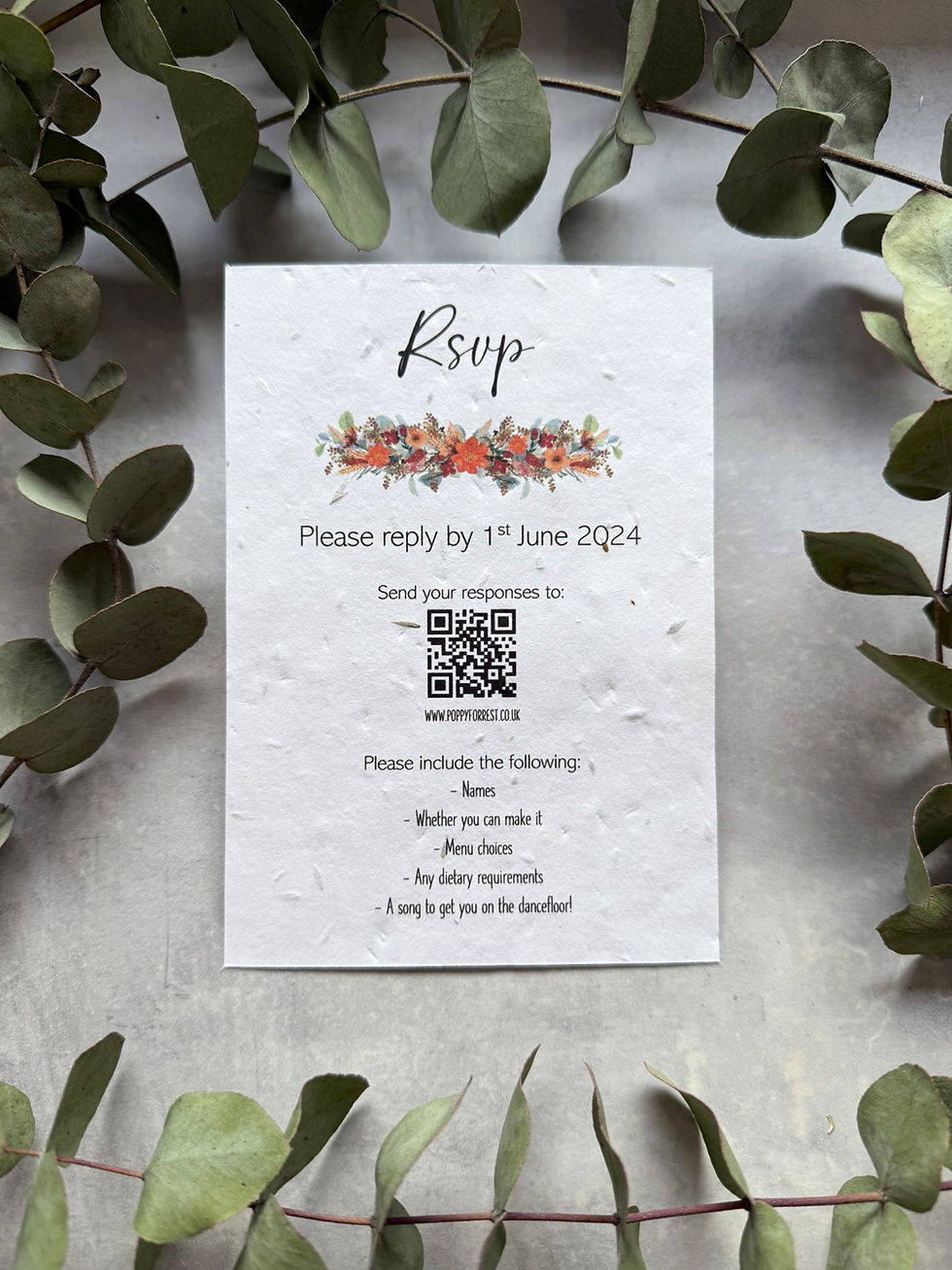 Thumbnail: Seed Paper Wedding Invitation - Sage & Orange