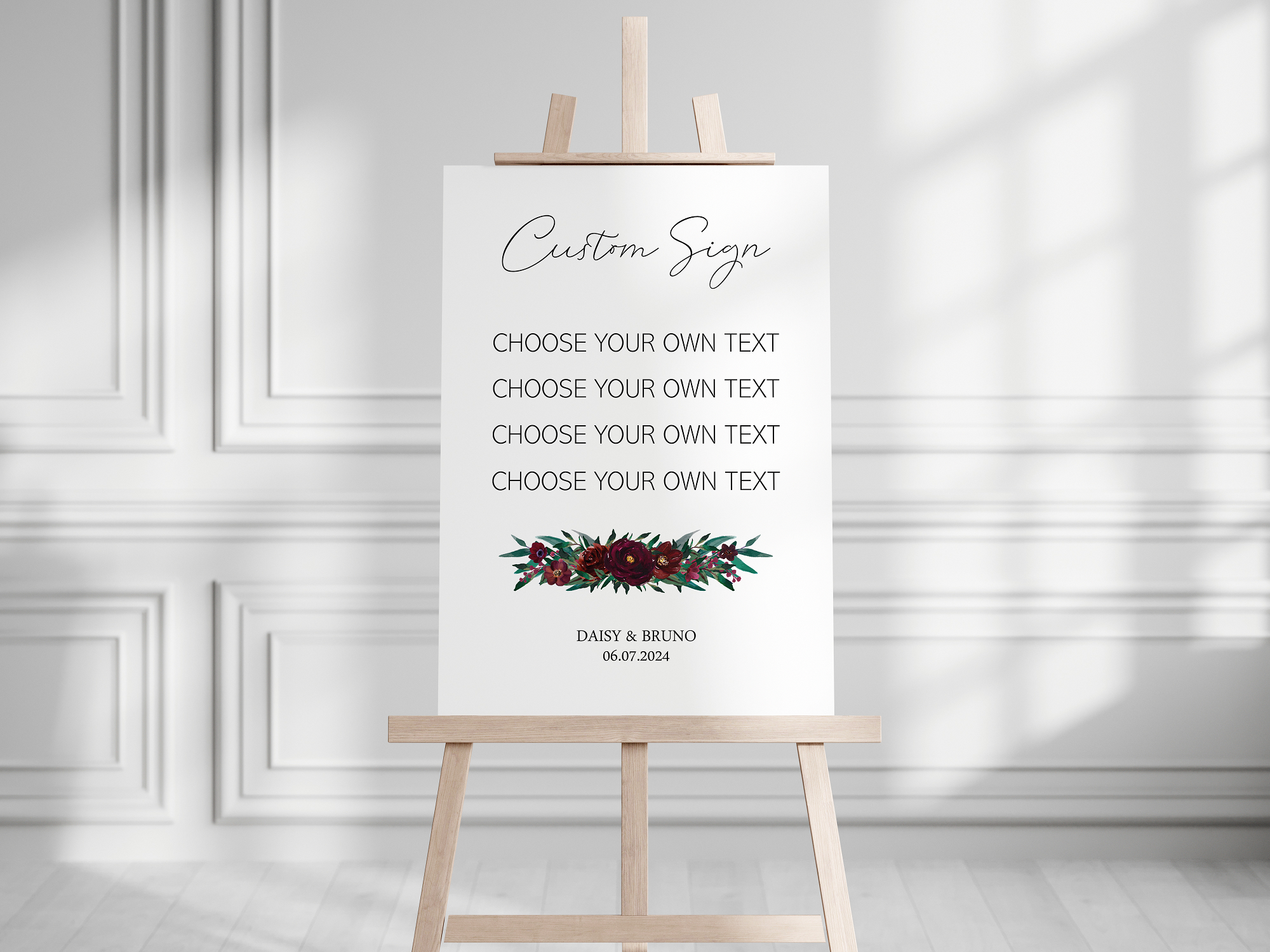 Burgundy - Custom Wedding Sign