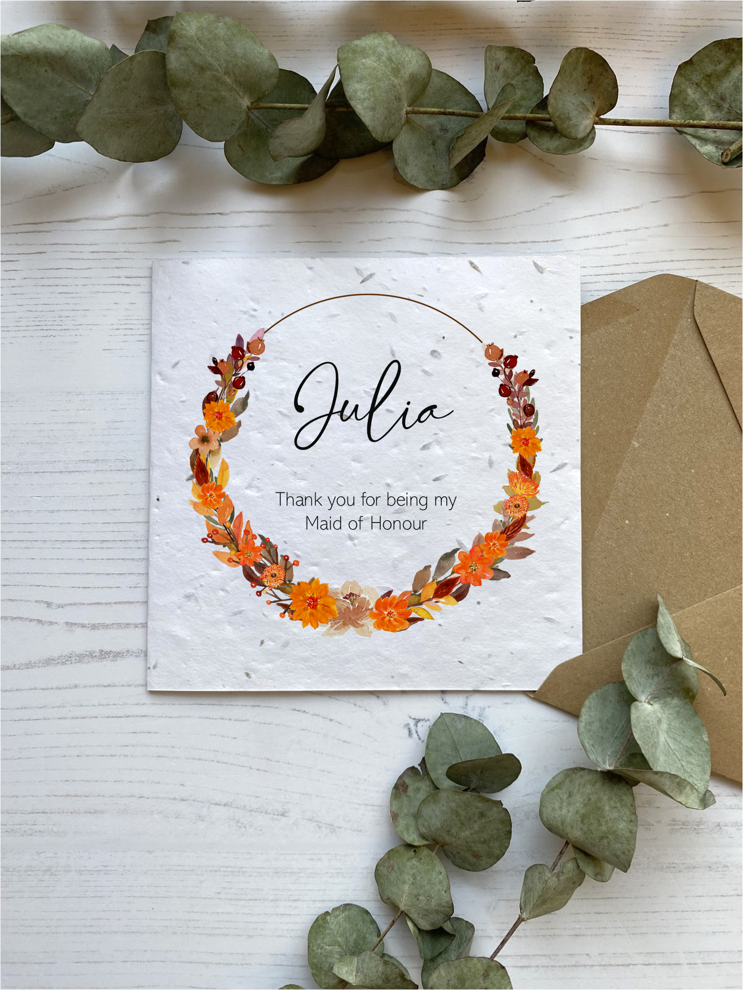 Bridesmaid Thank You Card - Autumn Orange