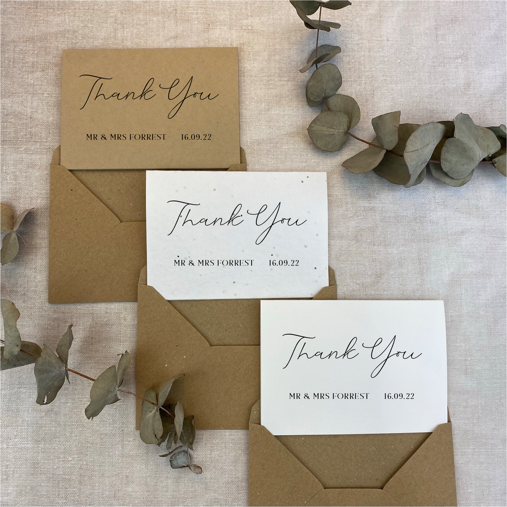Wedding Thank you Cards (x10) - Minimalist