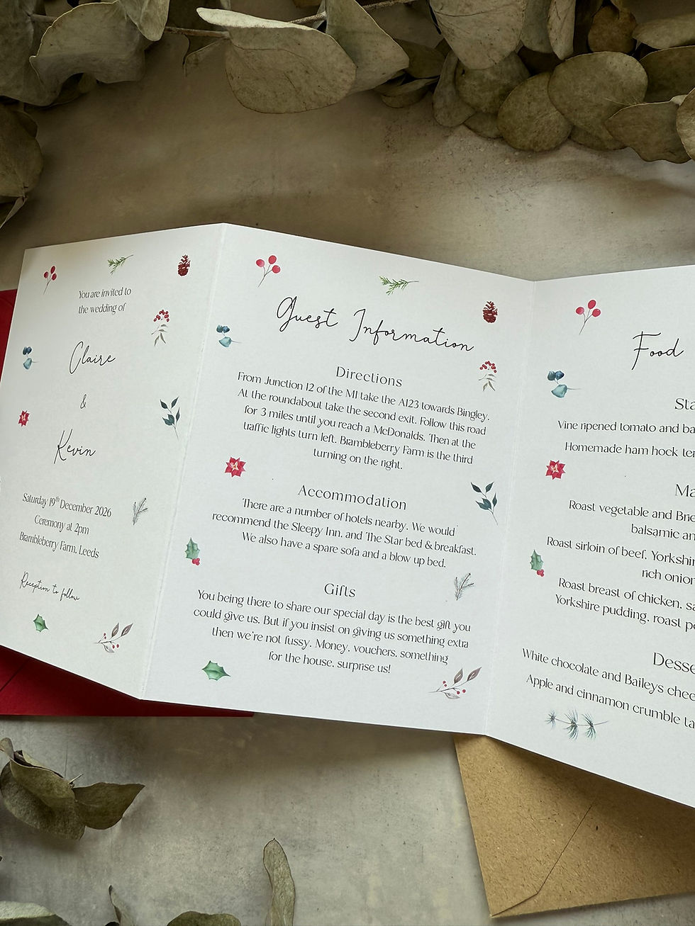 Thumbnail: Scattered Christmas Folded Wedding Invitations - White