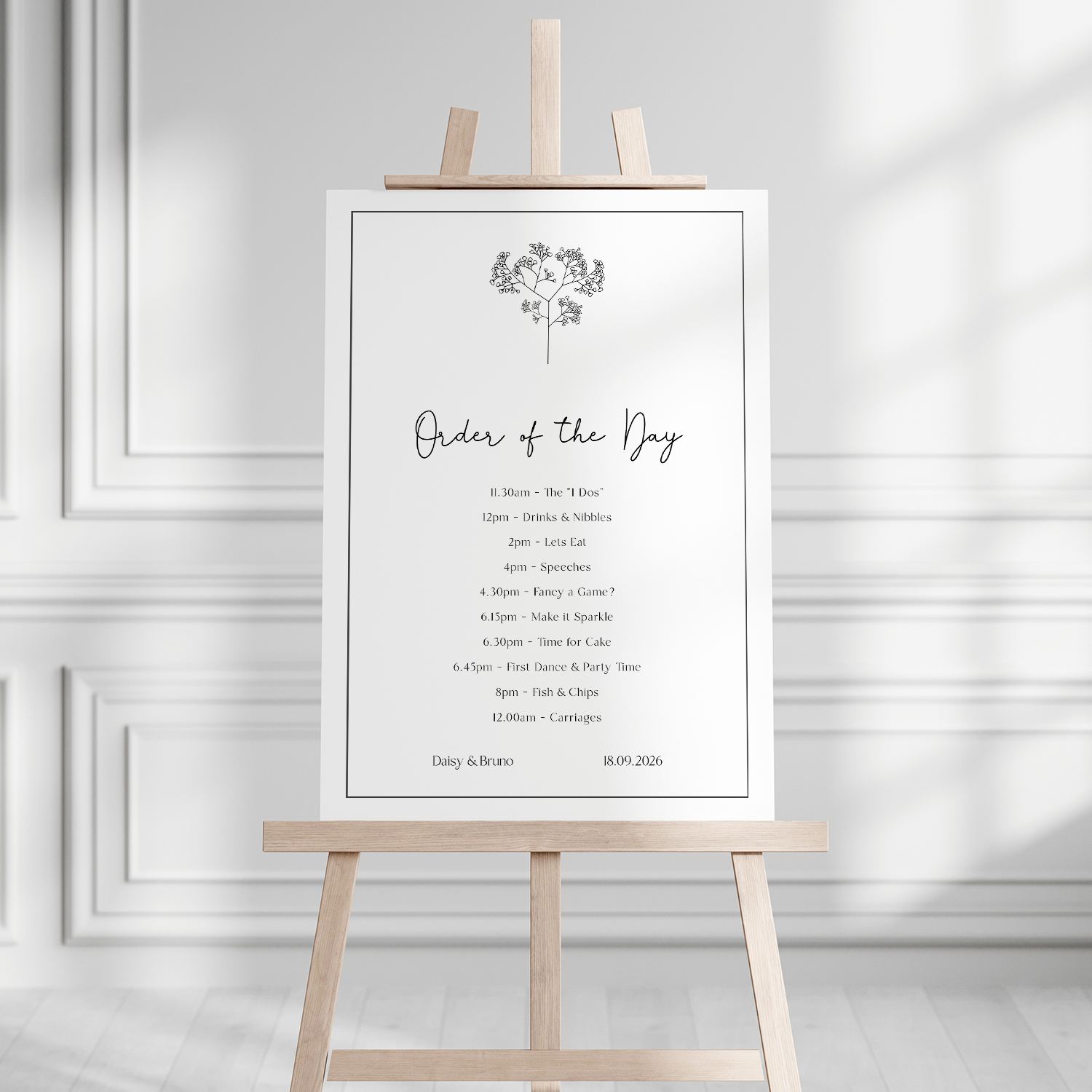 Gypsophila Outline - Wedding Order of Day Sign