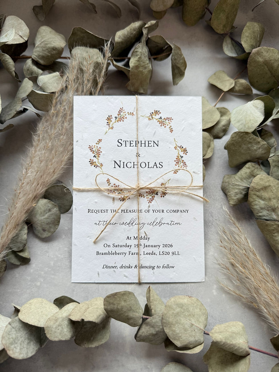 Thumbnail: Seed Paper Wedding Invitation - Dried Flowers