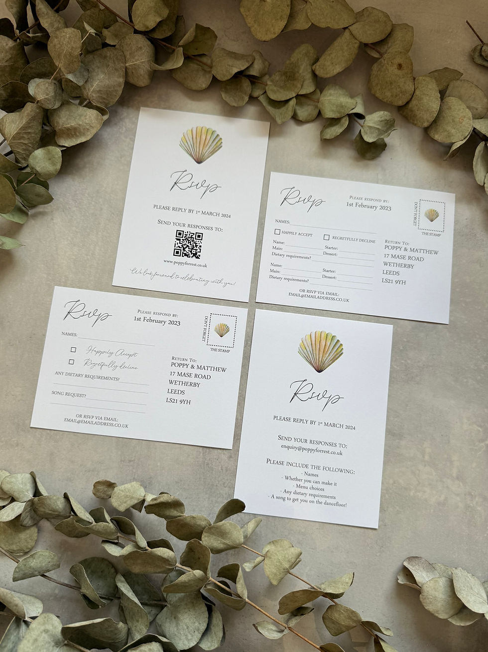 Thumbnail: Seashell Wedding Invitations - White