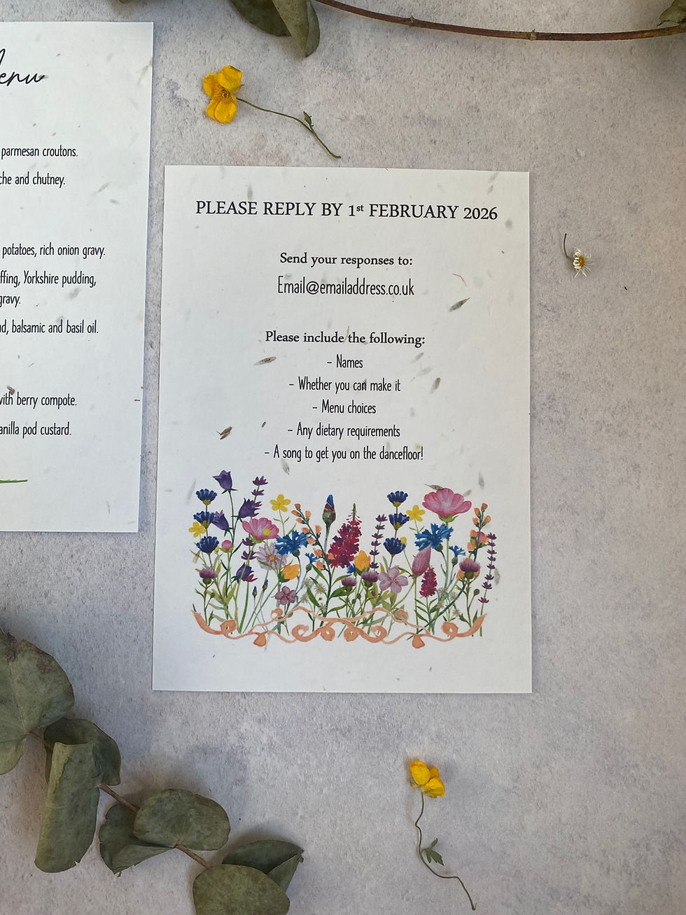 Thumbnail: Seed Paper Wedding Invitation - Wildflower Meadow