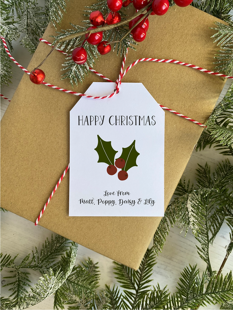 Thumbnail: Personalised Holly Gift Tags (X10)