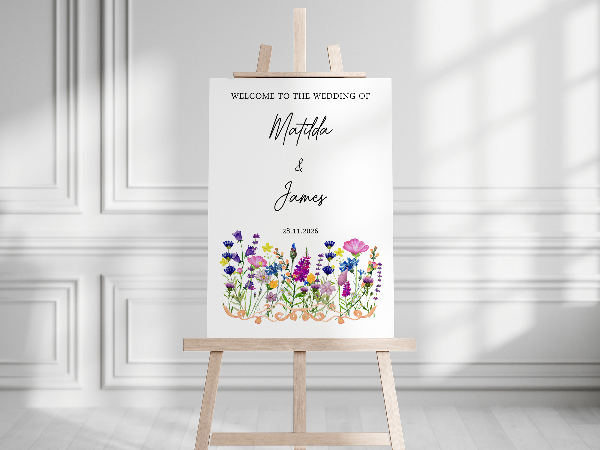 Wildflower Meadow - Portrait Wedding Welcome Sign